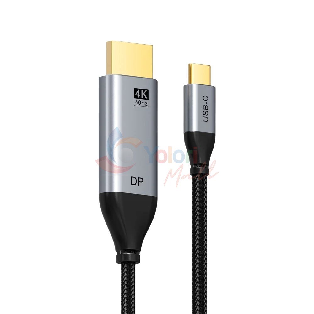 Cabletime Kabel USB-C to DisplayPort 4K60Hz Male to Male 1M — gambar 1