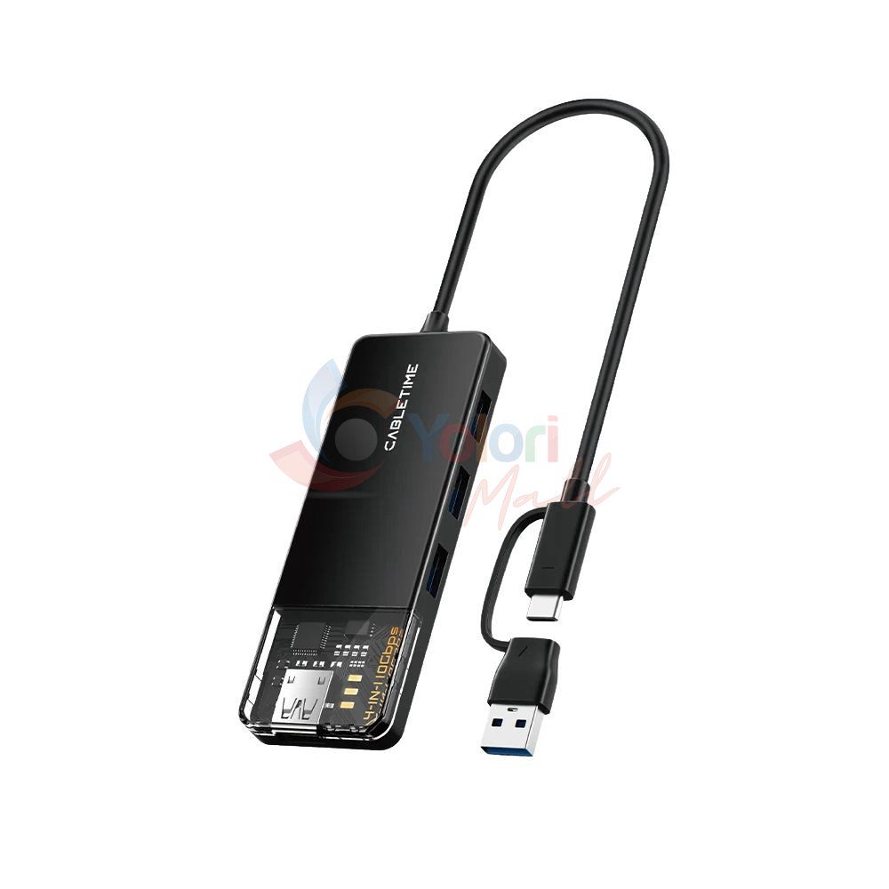 Cabletime 4In1 USB-A+C to USB 3.2 10Gbps Hub — gambar 1