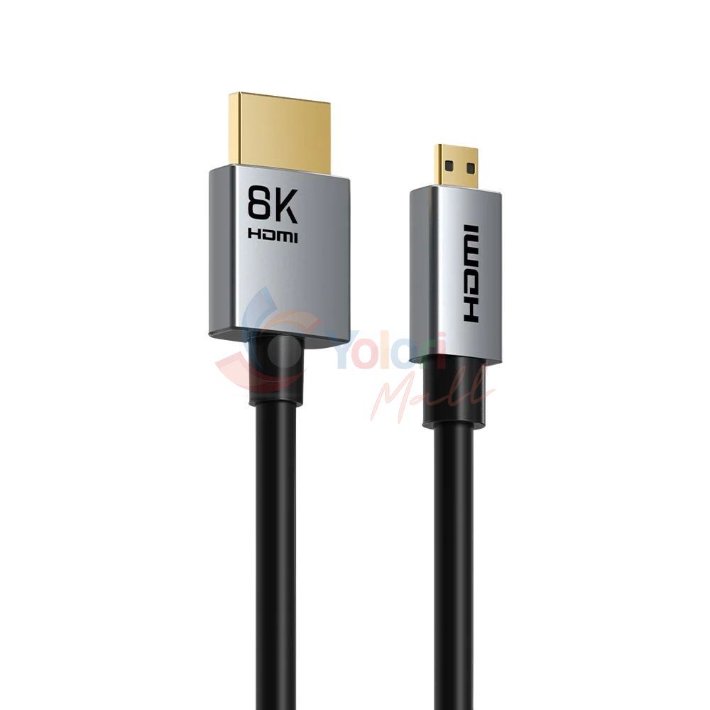 Cabletime Kabel Micro HDMI Male to HDMI Male 8K60Hz 3M — gambar 1