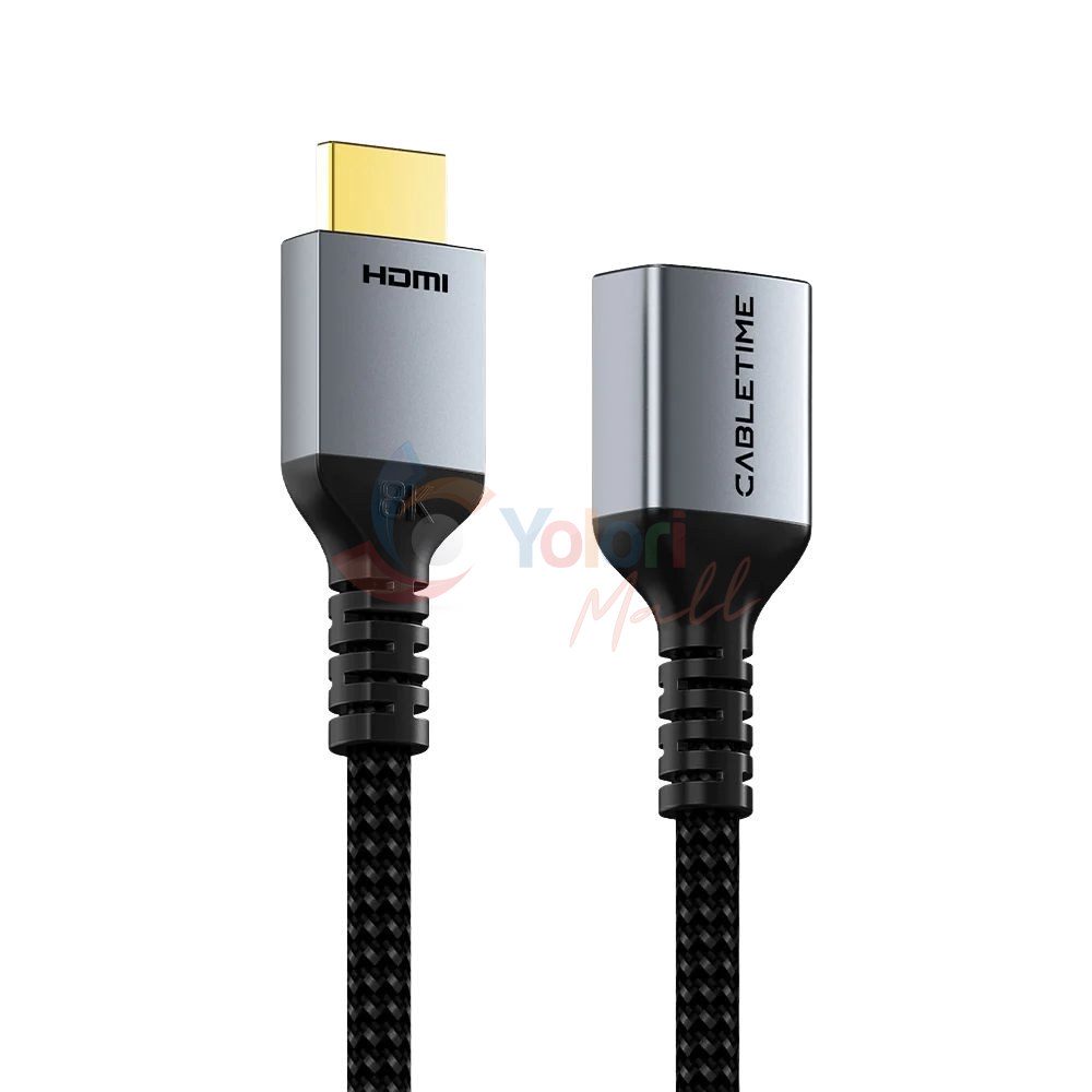 Cabletime Kabel HDMI 8K 2.1 Male to Female Braided 0.5M — gambar 1