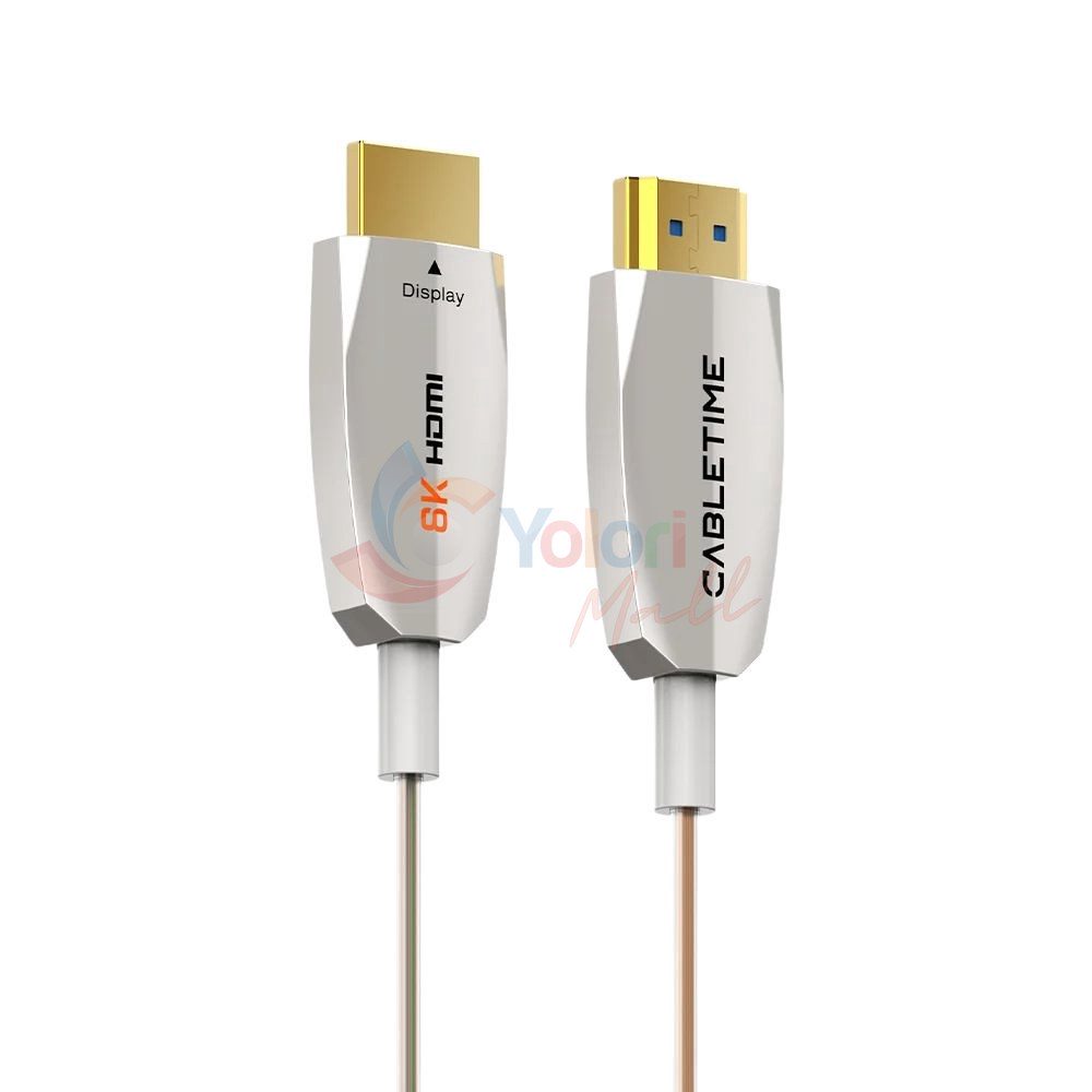 Cabletime Kabel HDMI 2.1 Fiber Active Optical HDMI Cable Slim 5M — gambar 1