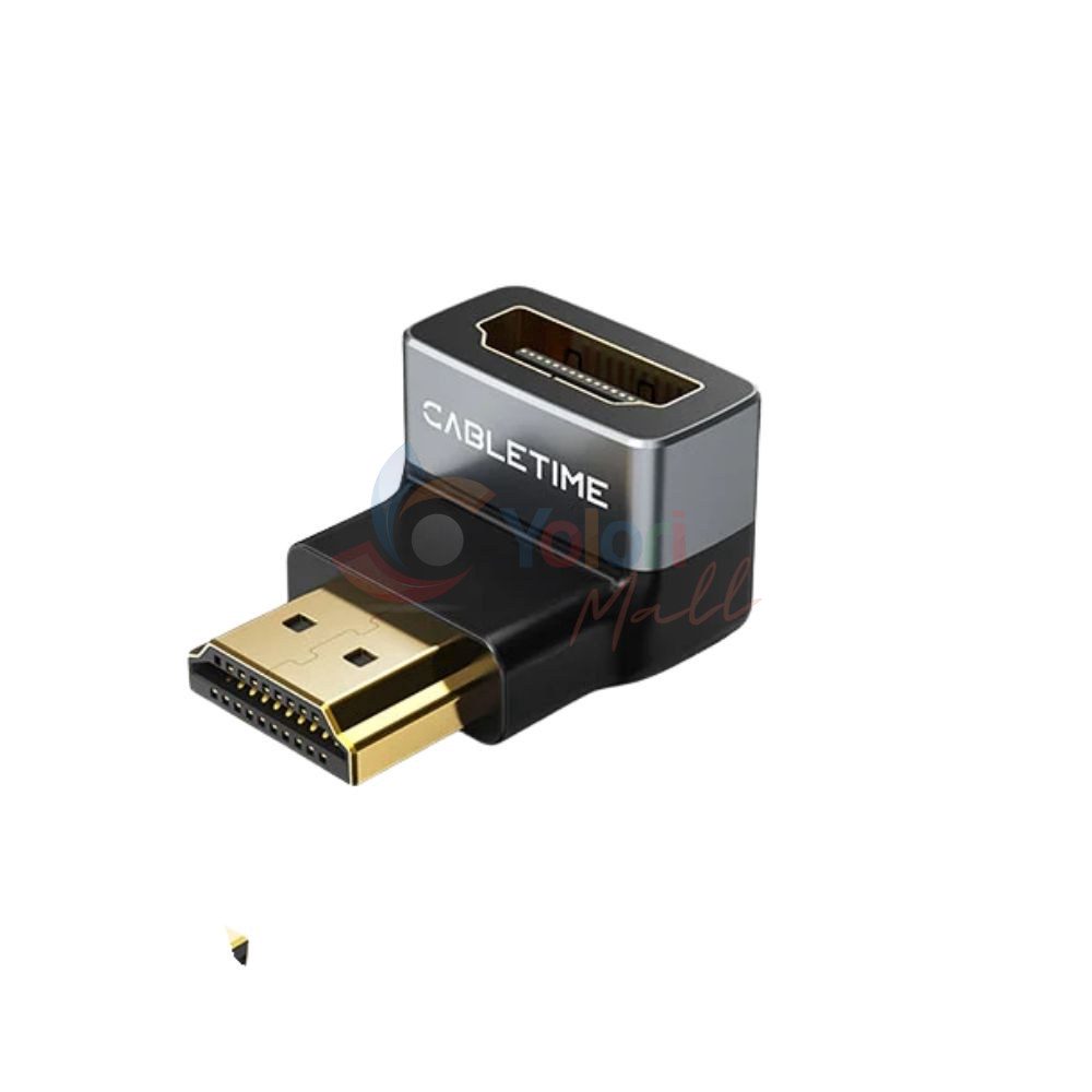 Cabletime 8K HDMI Adapter 90° Angle Male to Female — gambar 1