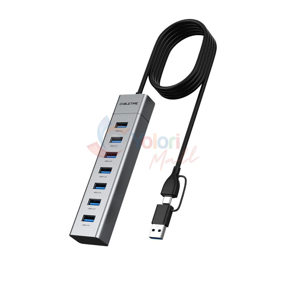 Cabletime 7In1 USB-A+C to USB 3.0 7Ports Hub — gambar 1