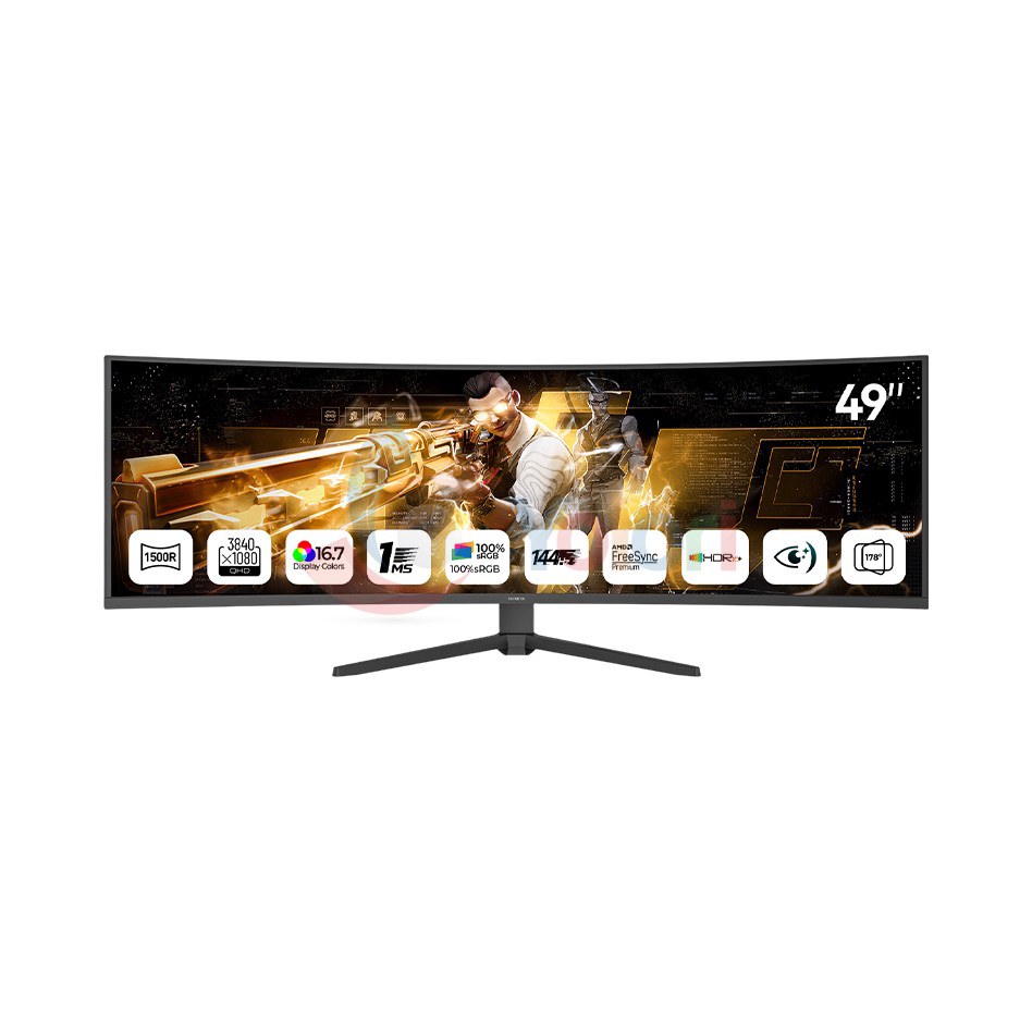 Aiwa Monitor Q4986B-11 - 49.0", DFHD (3840x1080), VA, 144Hz — gambar 1