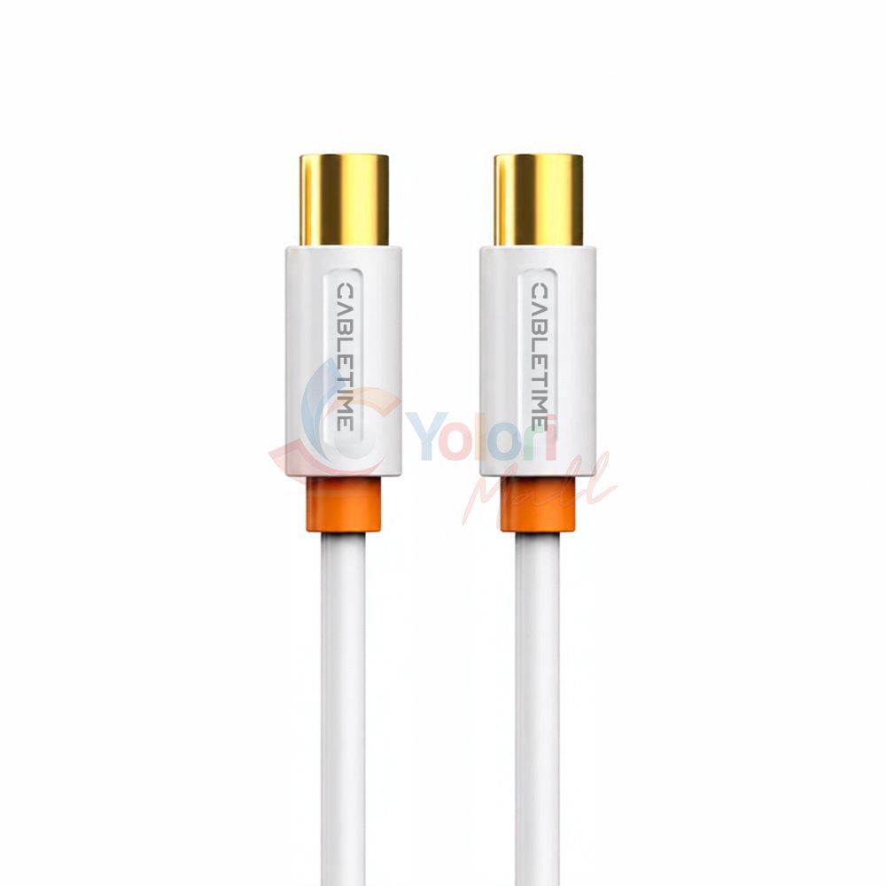 Cabletime Kabel Coaxial Antena TV Male to Female 2M — gambar 1