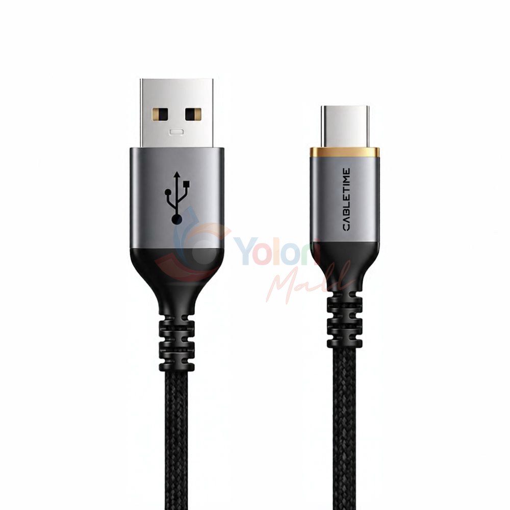 Cabletime Kabel USB-A to USB-C 5A Male to Male 1M — gambar 1