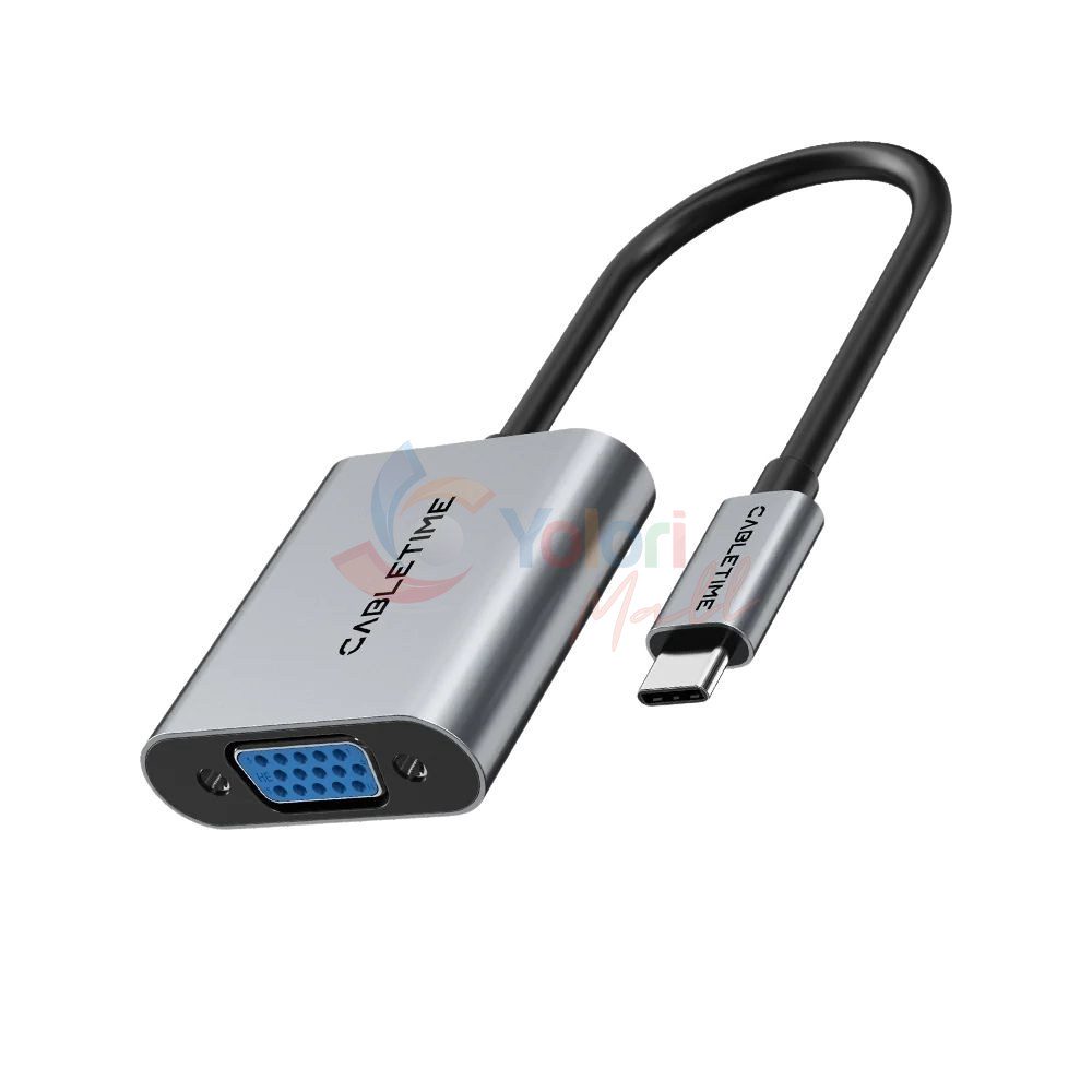 Cabletime Adapter USB-C to VGA Female 1080p — gambar 1