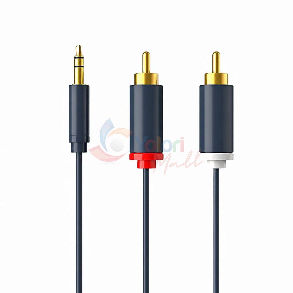 Cabletime Kabel Aux TRS Male to 2xRCA Male 2M - PVC Jacket — gambar 1