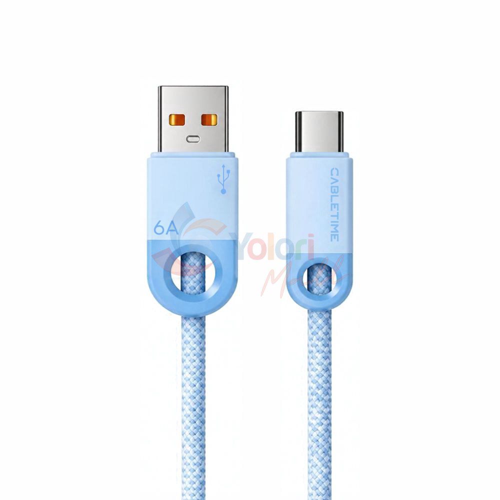 Cabletime Kabel USB-A to USB C 100W 6A Male to Male 1.5M - Sky Blue — gambar 1