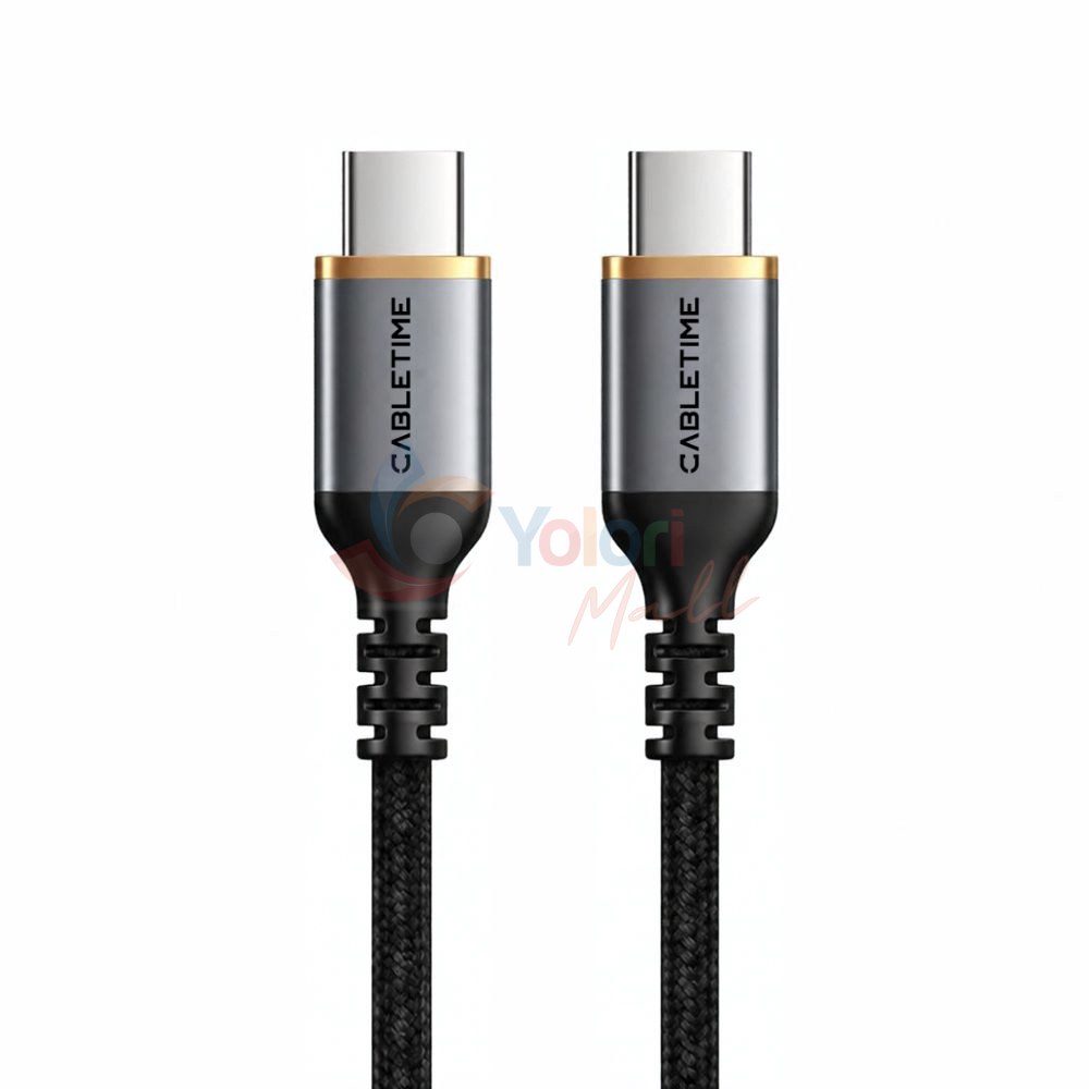Cabletime Kabel USB-C 100W 5A Male to Male 2M - Braided — gambar 1