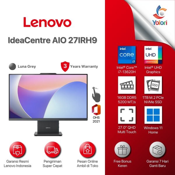 Lenovo IdeaCentre AIO 27IRH9-F0HM004QID [27.0 QHD Touch, Ci7-13620H, 16GB, 1TB SSD, Intel UHD Graphics, Windows 11 Home, OHS
