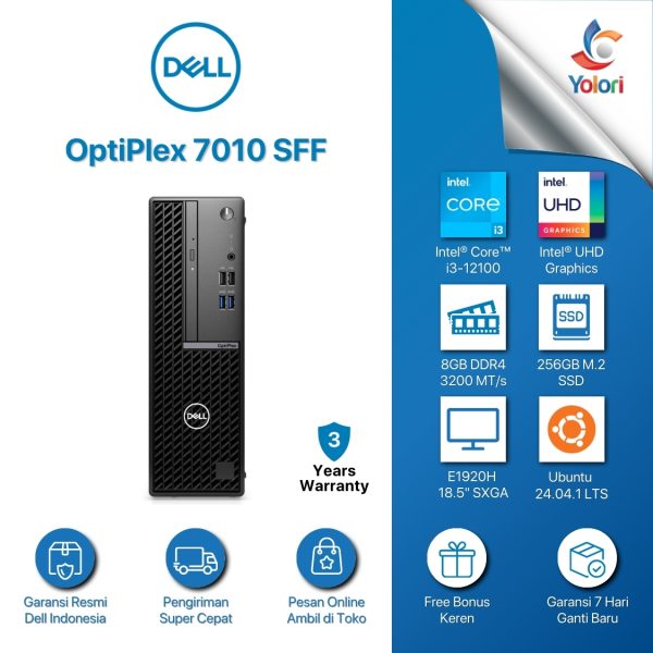 Dell OptiPlex 7010 SFF [Ci3-12100, 8GB, 256GB, Intel UHD, Ubuntu, 3 Years] + E1920H