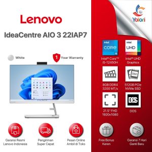 Lenovo IdeaCentre AIO 3 22IAP7-F0GG002XID [21.5 FHD, Ci5-12450H, 8GB, 512GB, Intel UHD, DOS, White, 1 Year]